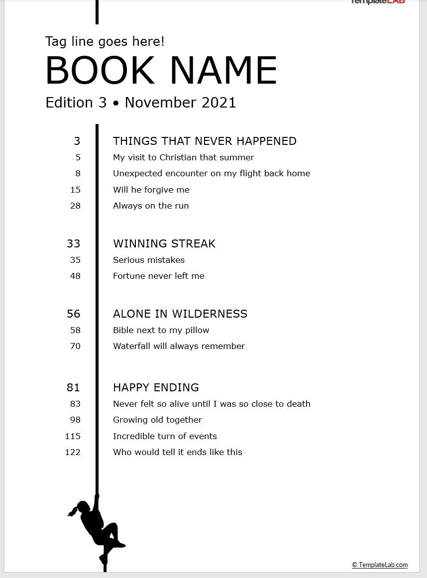 book-table-of-contents template for Microsoft Word