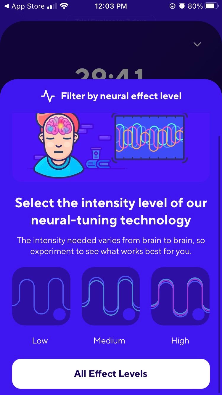 brain.fm neural intensity settings