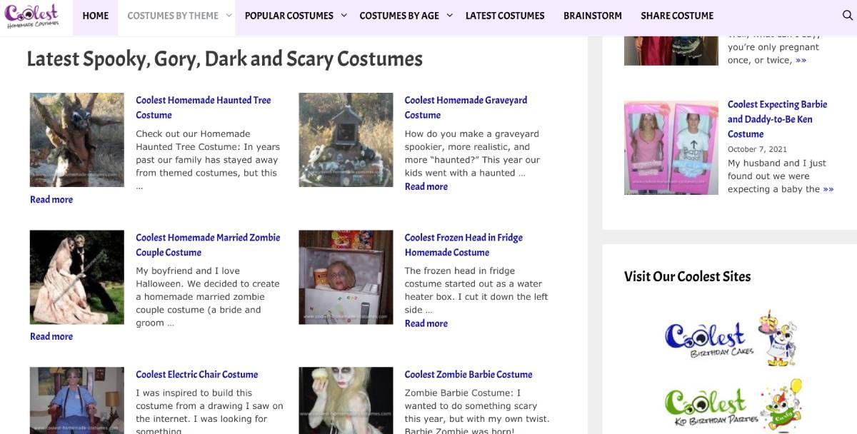 Coolest Homemade Costumes is a repository of user-submitted DIY costume ideas for Halloween