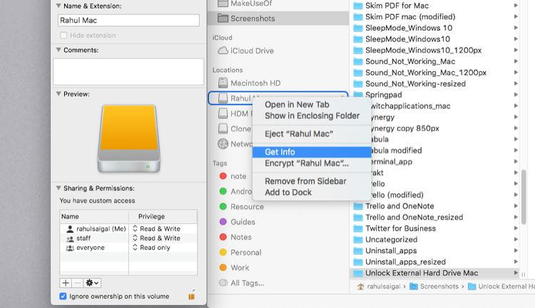 external hard drive file permissions mac