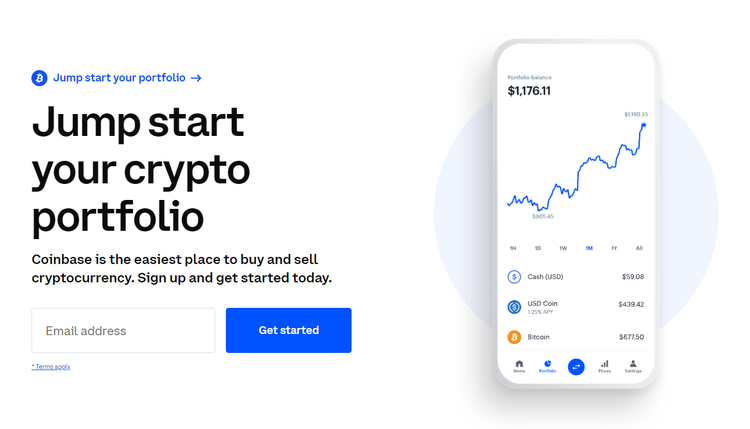 Screenshot of a page on Coinbase