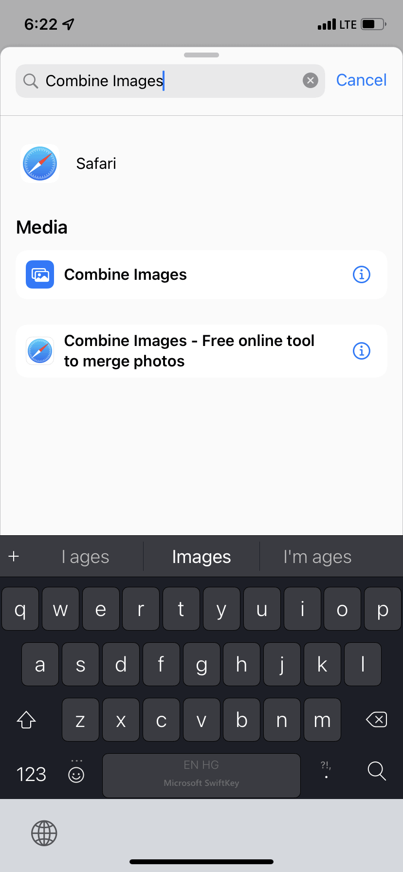 Combine Images Action in iOS Shortcuts app