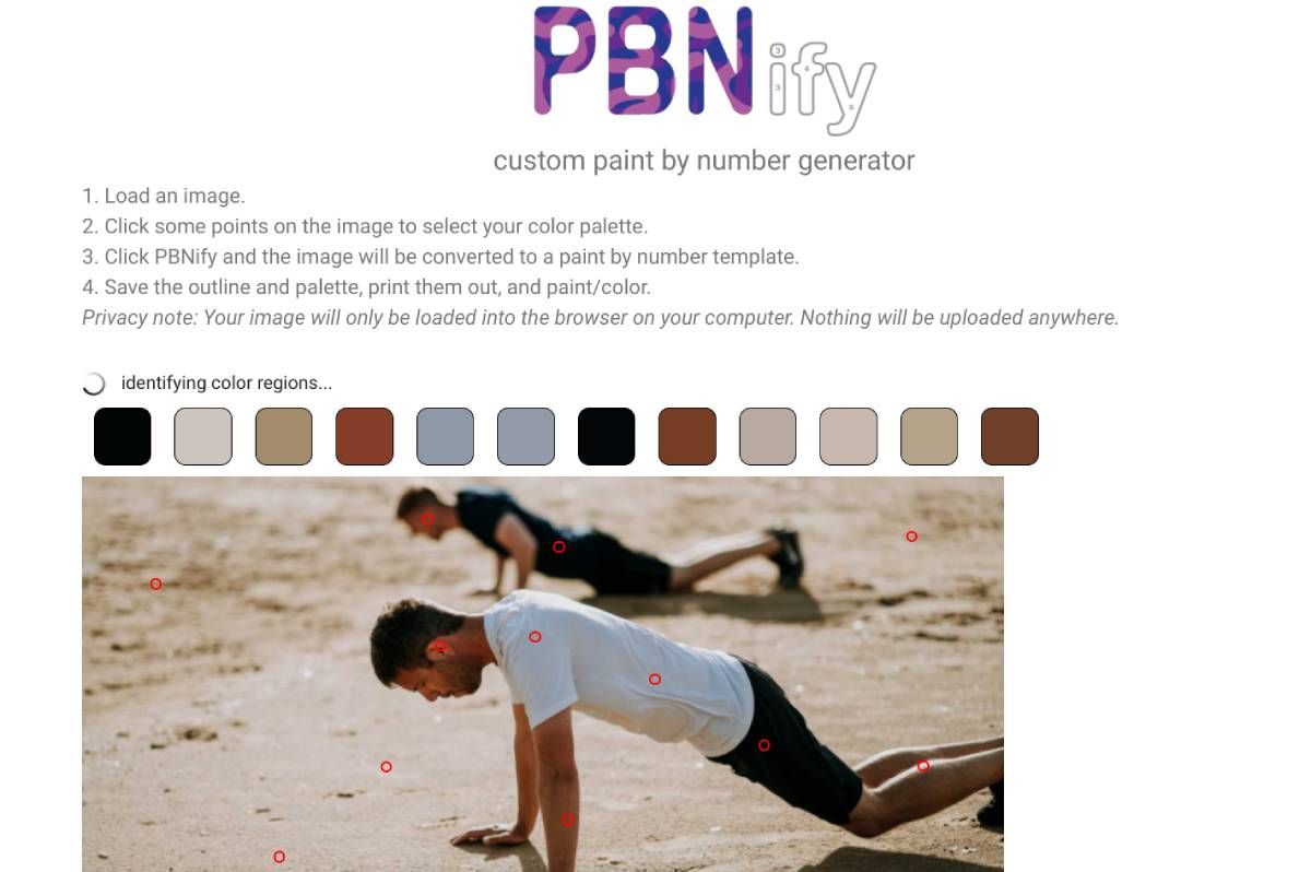 PBNify converts any photo into a paint-by-numbers project to print, complete with a color palette for reference