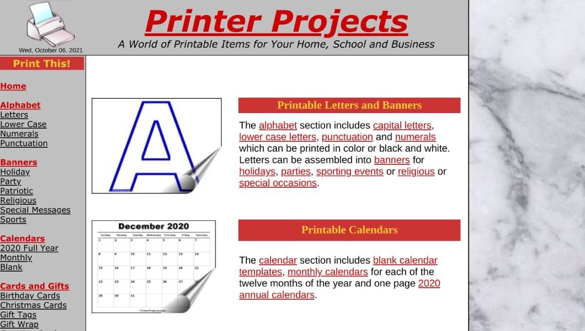 Printer Projects is a large collection of free printable items for home, school, and business use