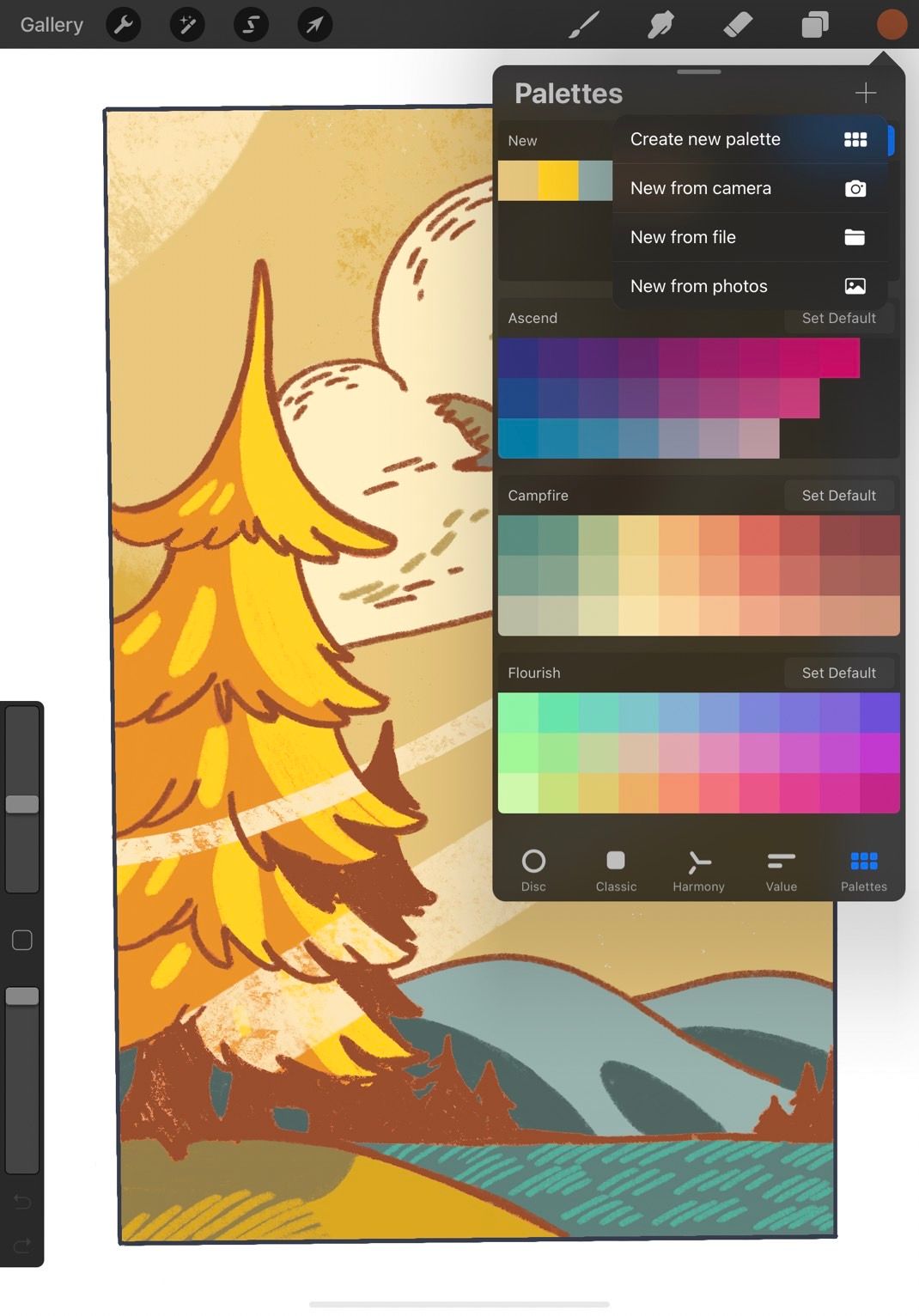 Procreate creating new palettes