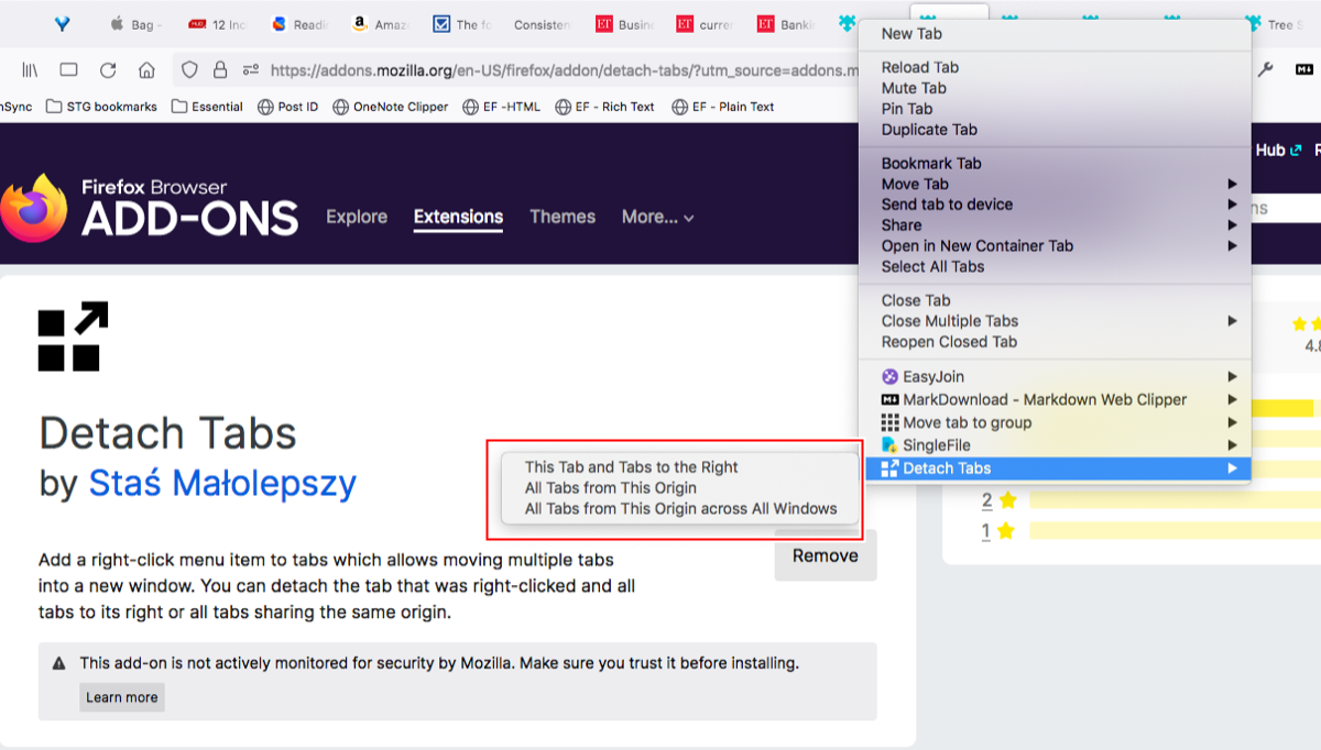 how to create a bookmark heading in firefox