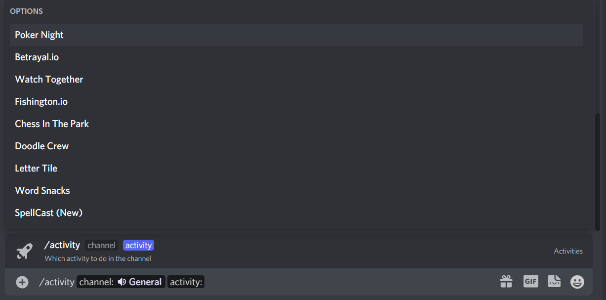 لیست فرمان ربات فعالیت ها در Discord