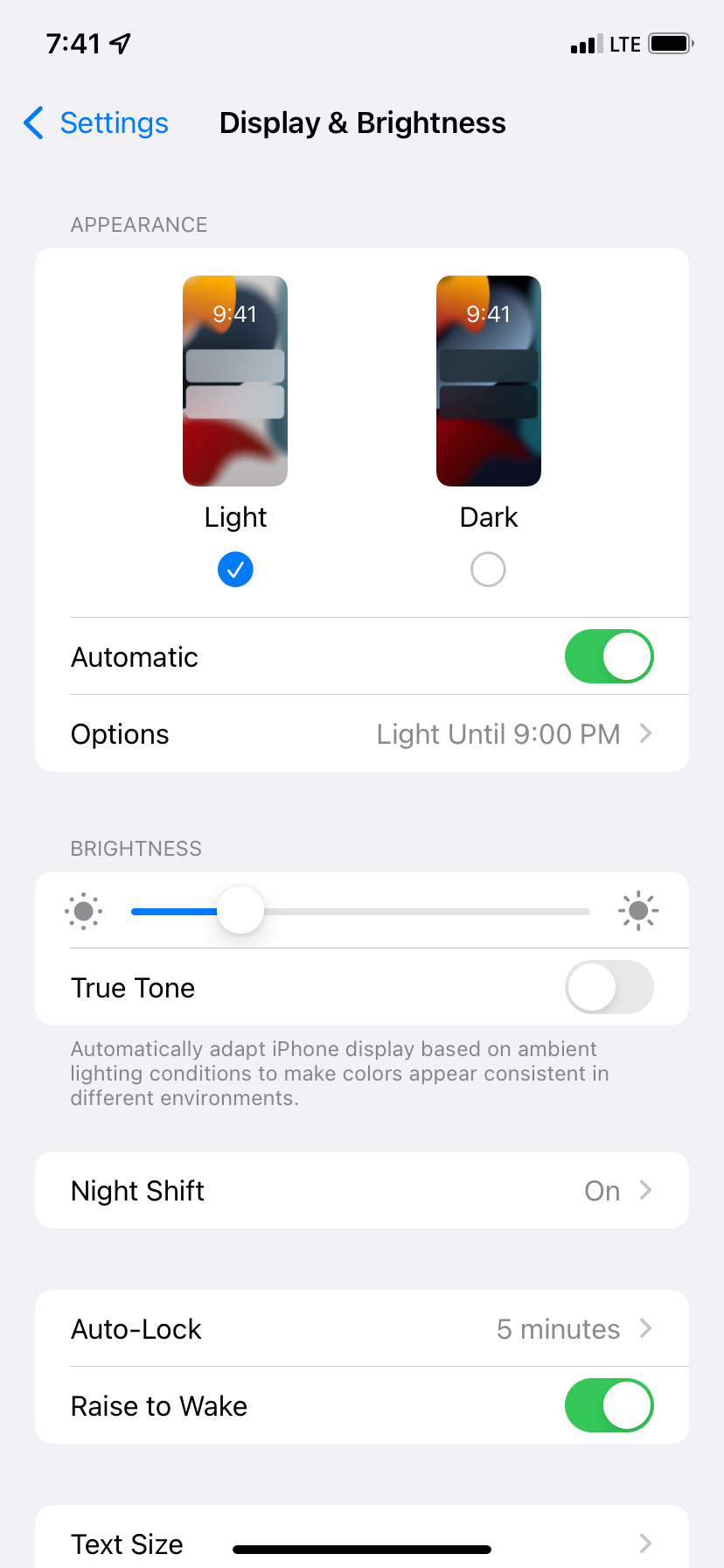 Display & Brightness Settings on iPhone