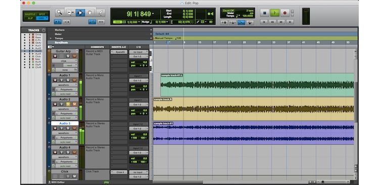 Avid Pro Tools First for Mac audio editing.