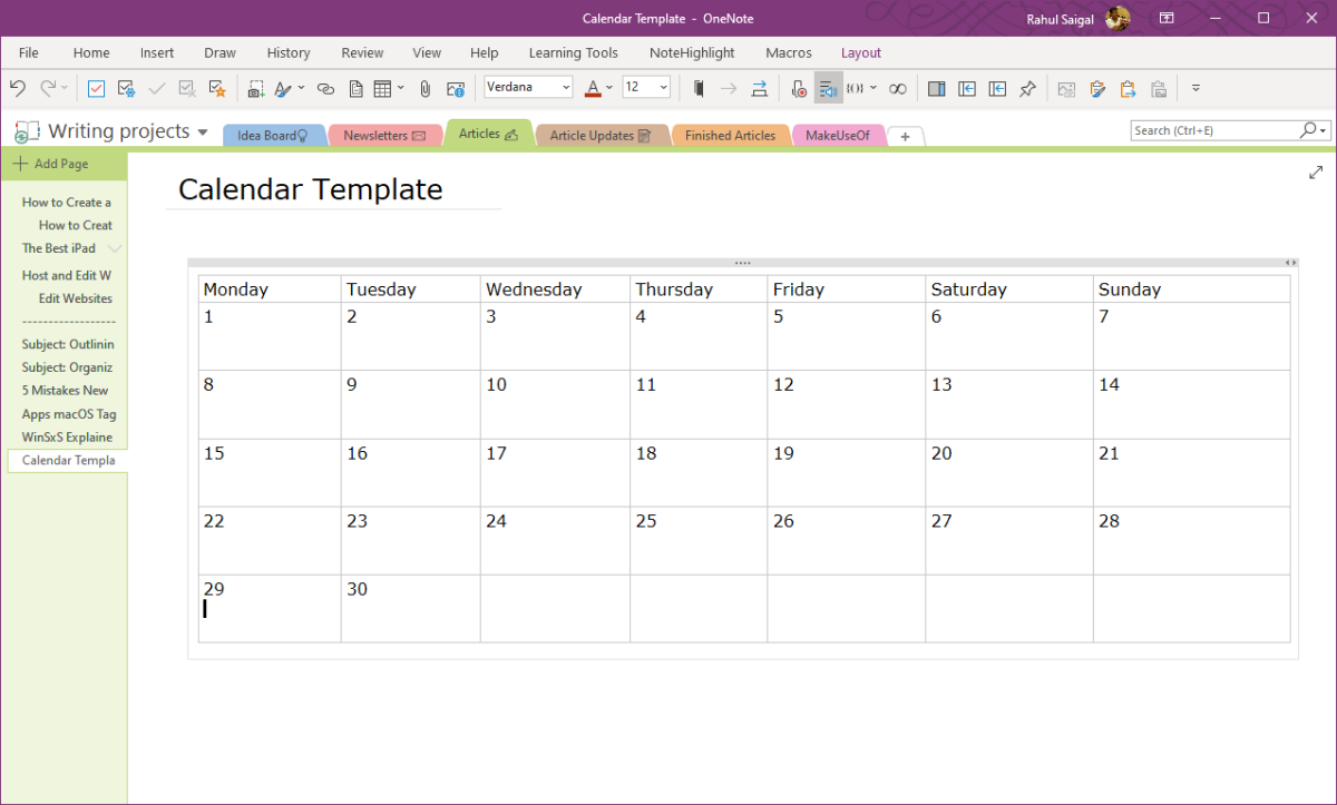 How To Create A Onenote Calendar Template 2023 1746