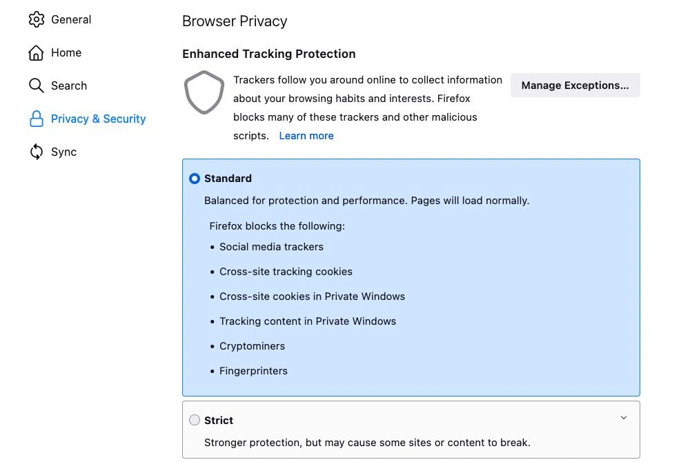 firefox 93 privacy settings