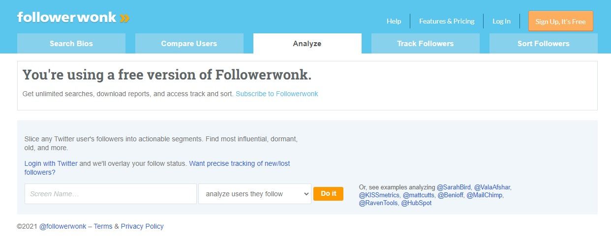 followerwonk analyze twitter followers page