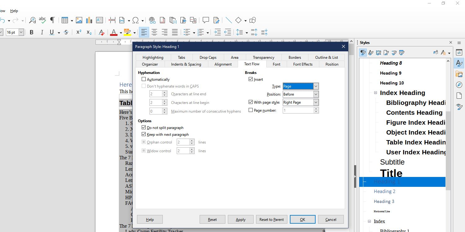 formatting chapters in master doc - Come unire i documenti in LibreOffice Writer con il documento principale