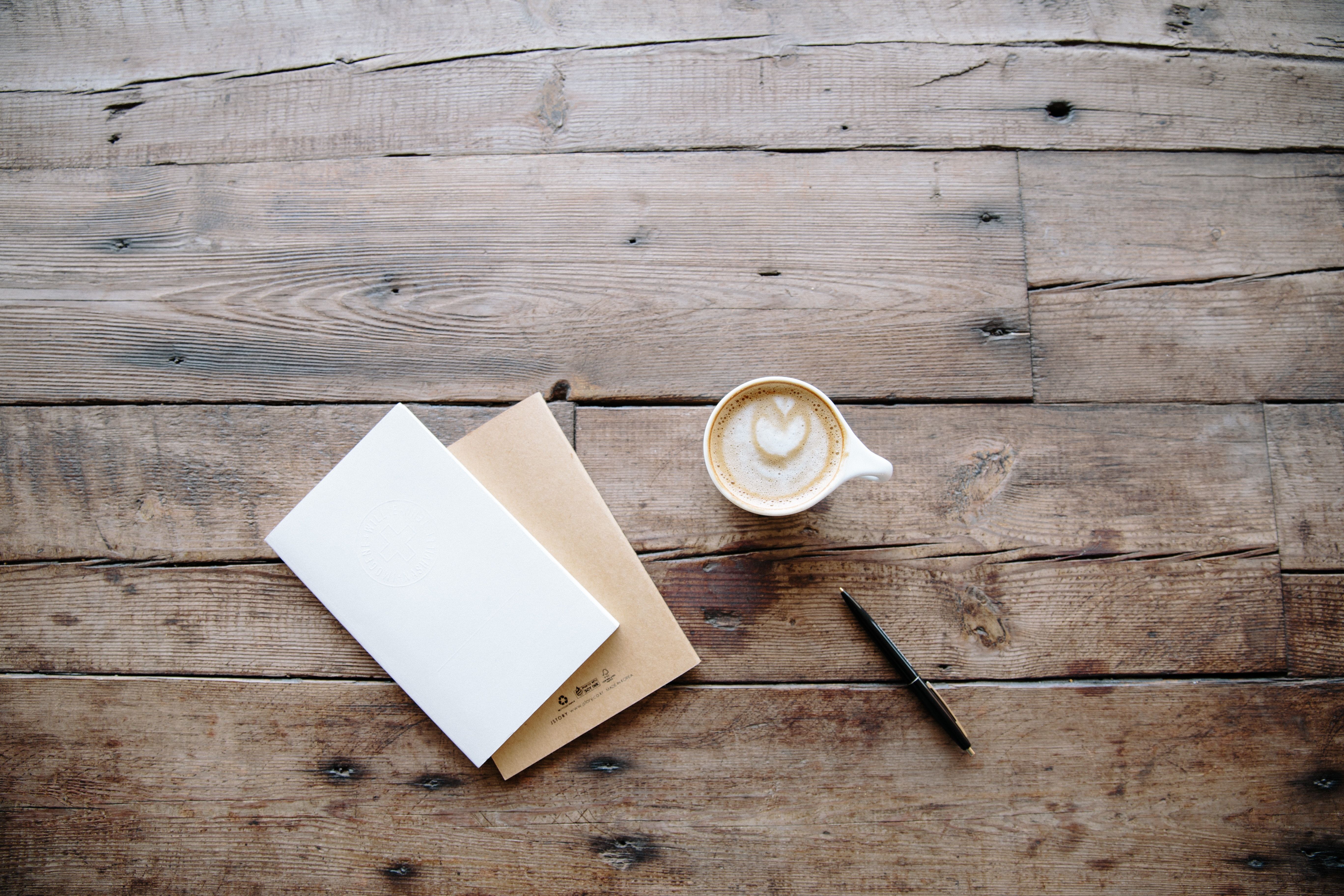 A journal and a latte.