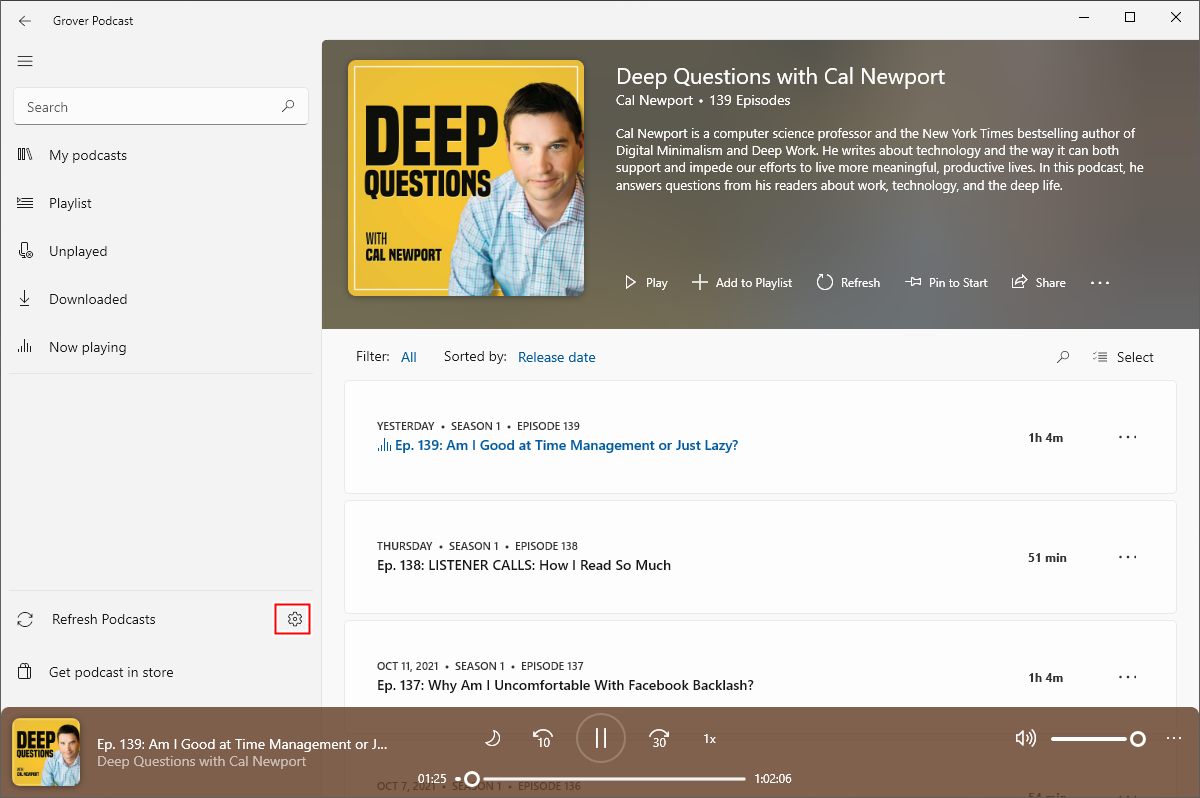 grover podcast app for Windows 10