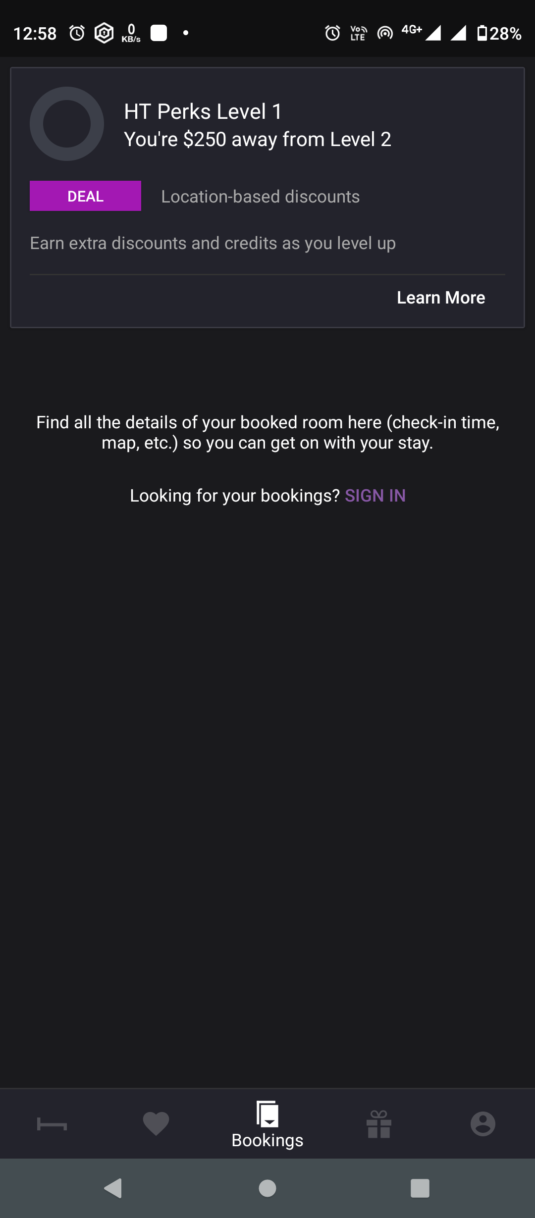 Screenshot of app Hotel tonight 