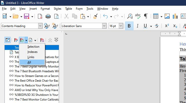 how to update your master document sections - Come unire i documenti in LibreOffice Writer con il documento principale