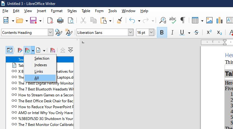 So führen Sie Dokumente in LibreOffice Writer mit dem Master-Dokument zusammen - how to update your master document sections