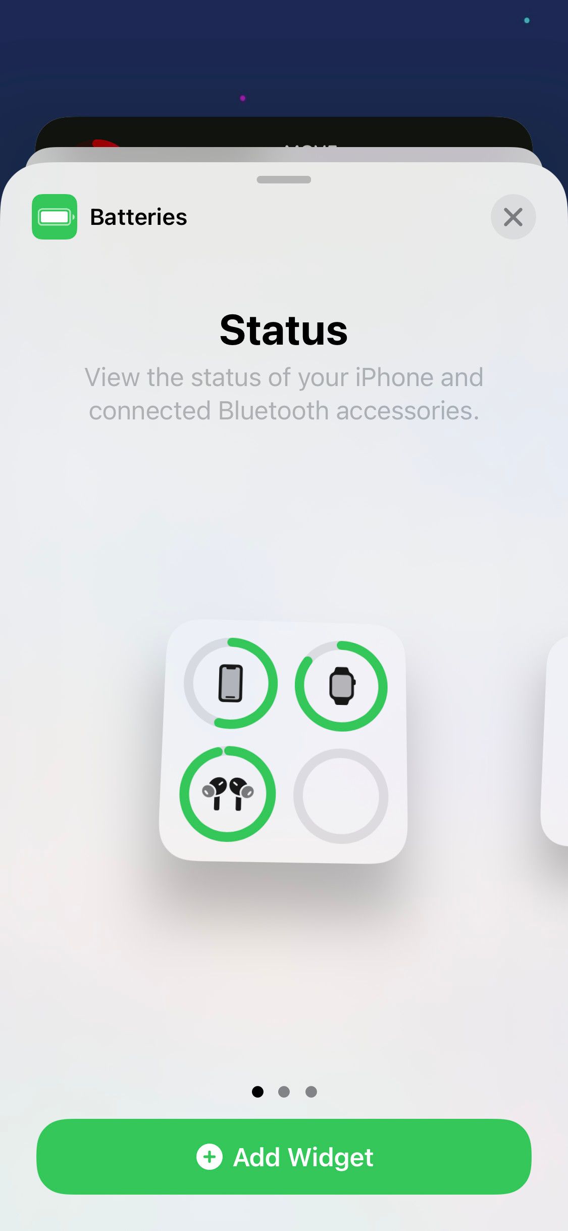 iPhone Battery widget options