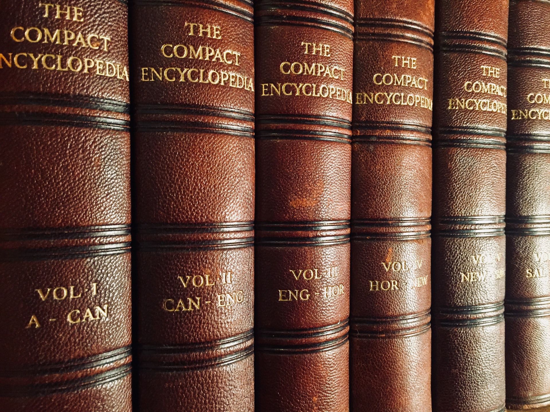 Image shows a collection of encyclopedias