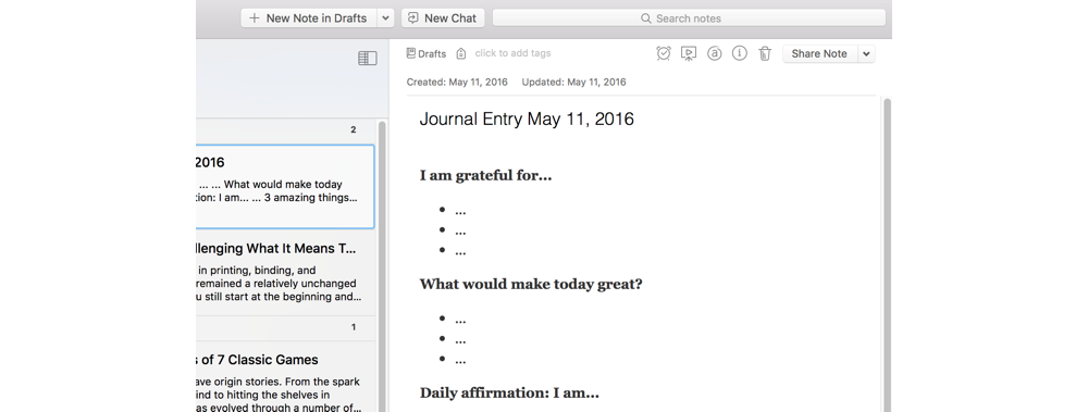 Creating a journal template.