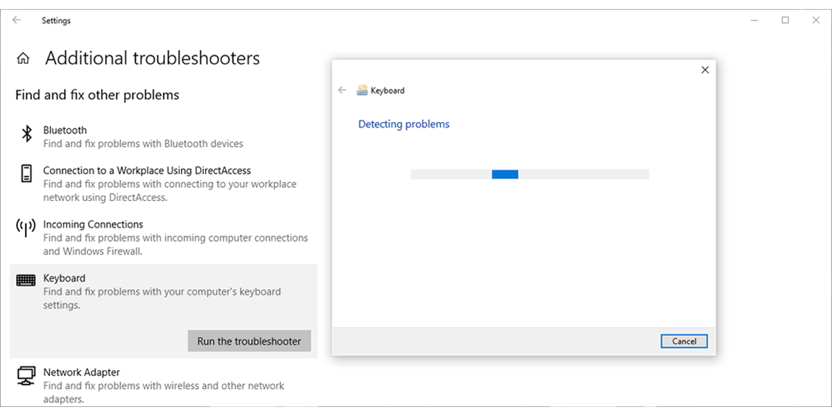 Keyboard troubleshooter