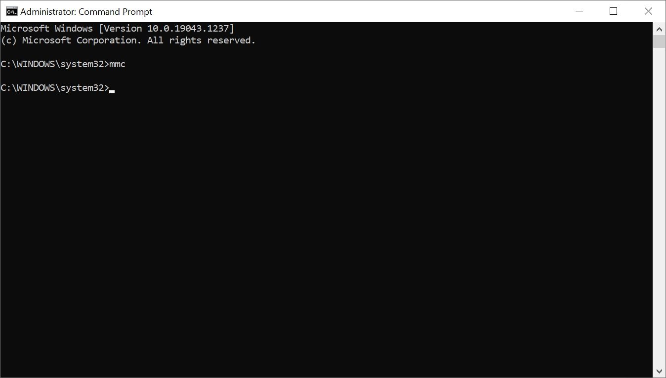 Command Prompt console in Windows 10.