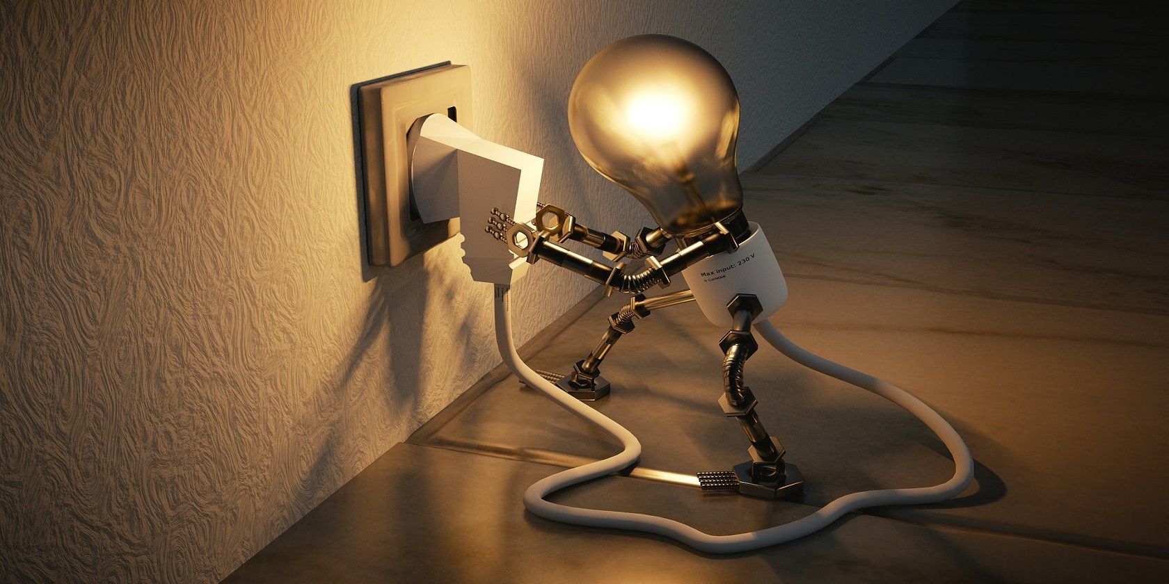 Illustration of a lightbulb holding onto its plug