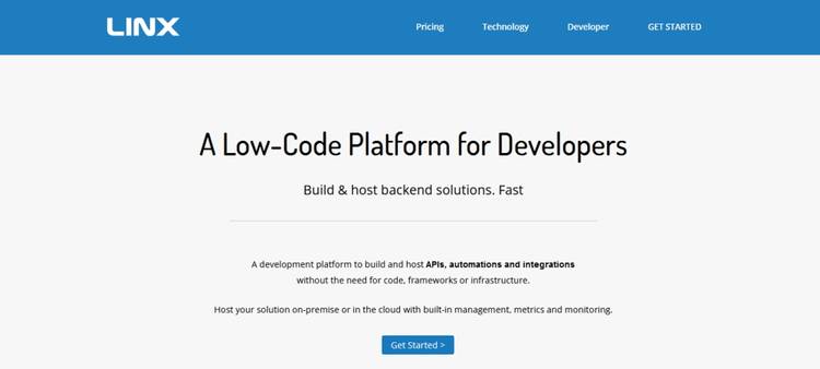 Screenshot of Linx Homepage
