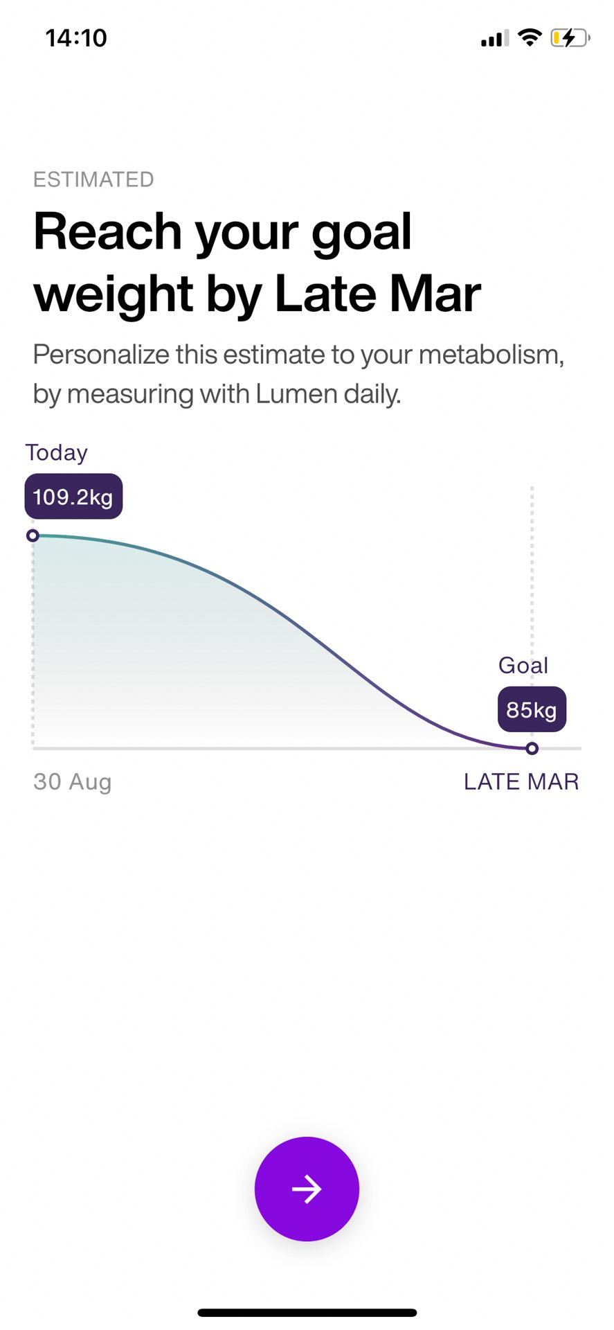 lumen app - setup 2 weight
