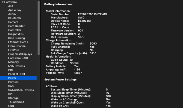 Mac power battery check