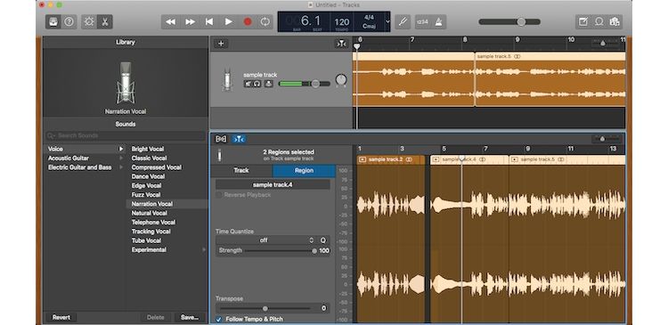 GarageBand, the classic audio editor for Mac.