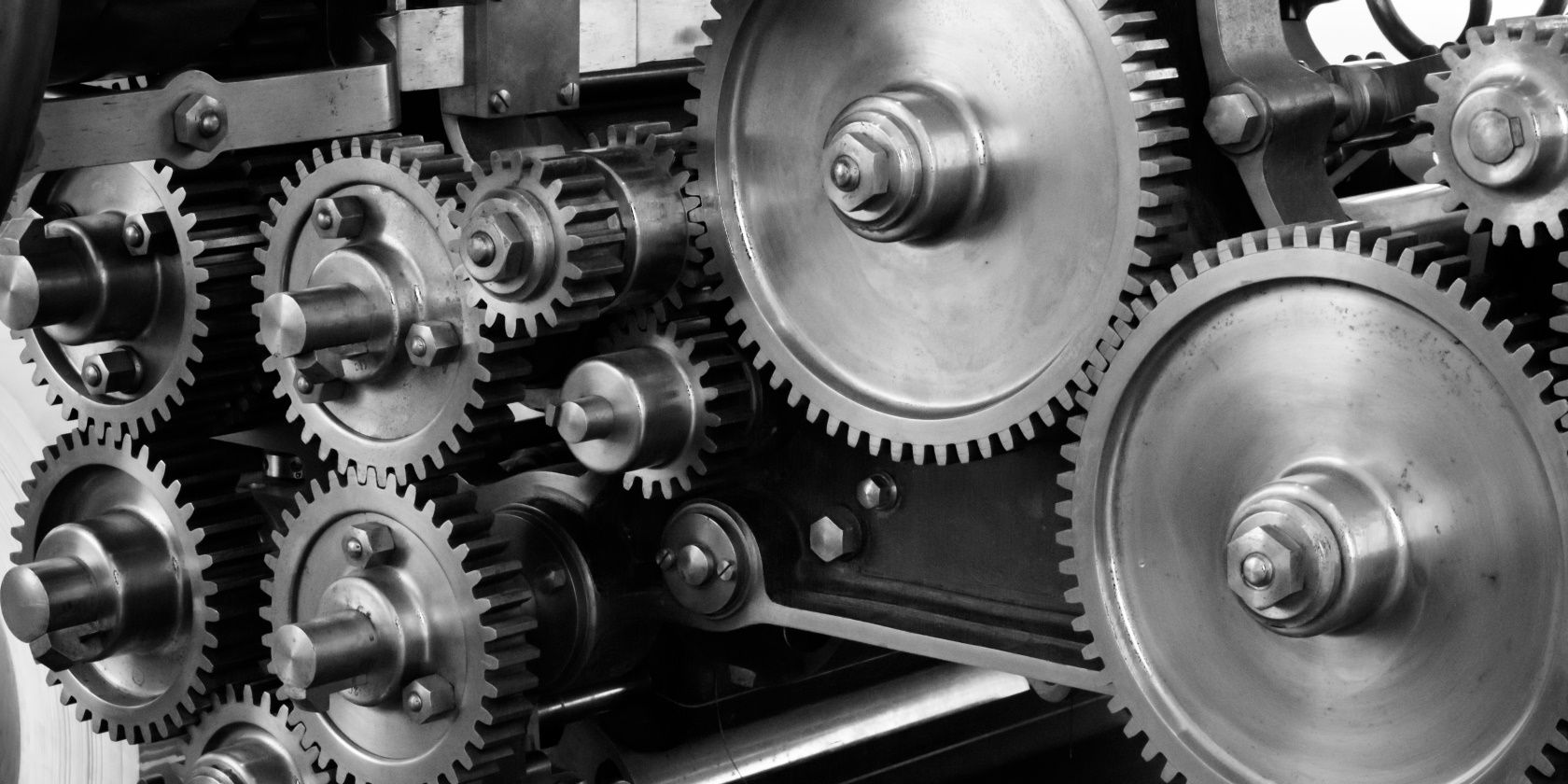 Series of gears in machine