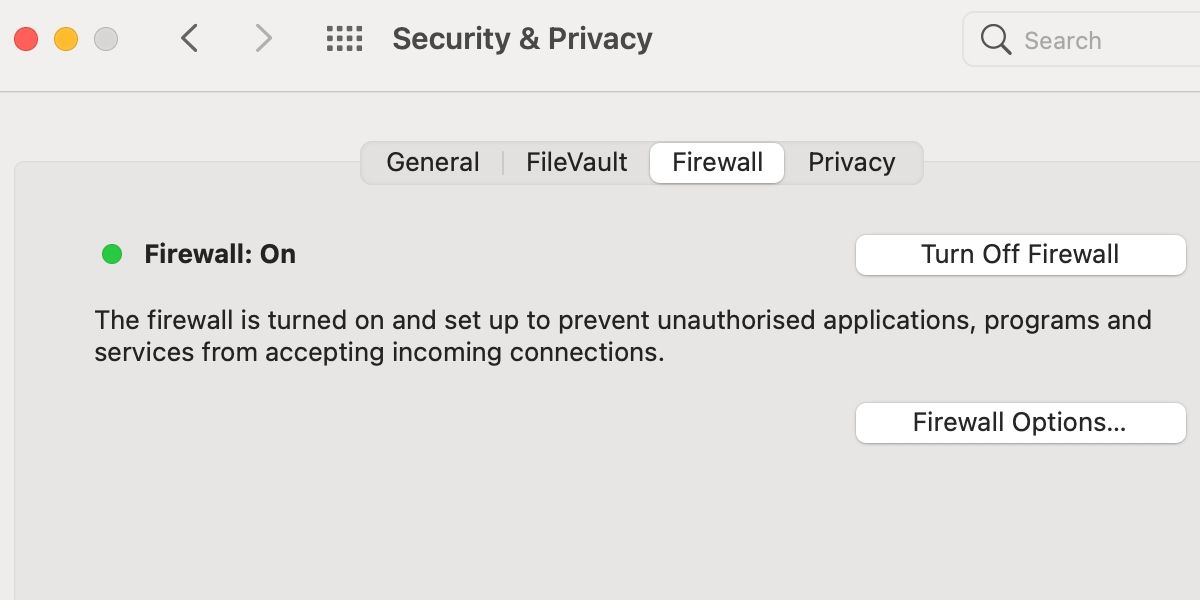 macOS firewall preferences window.