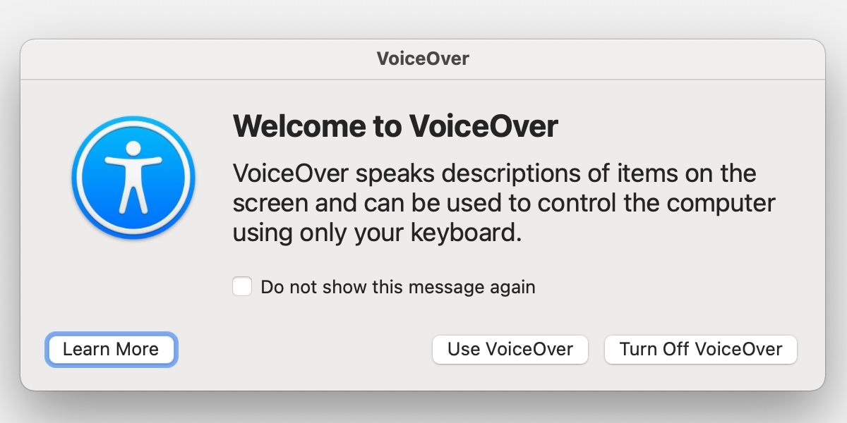 macOS welcome to VoiceOver window.