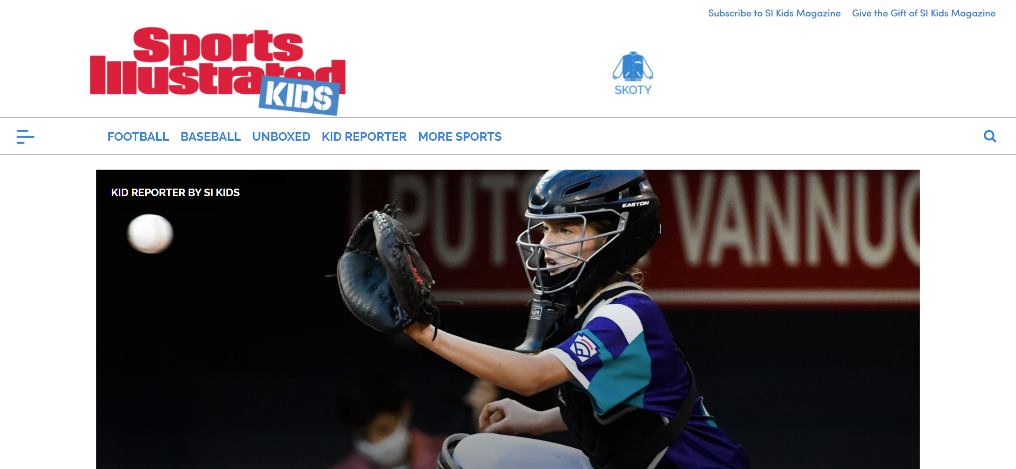The Sports Illustrated Kids homepage.