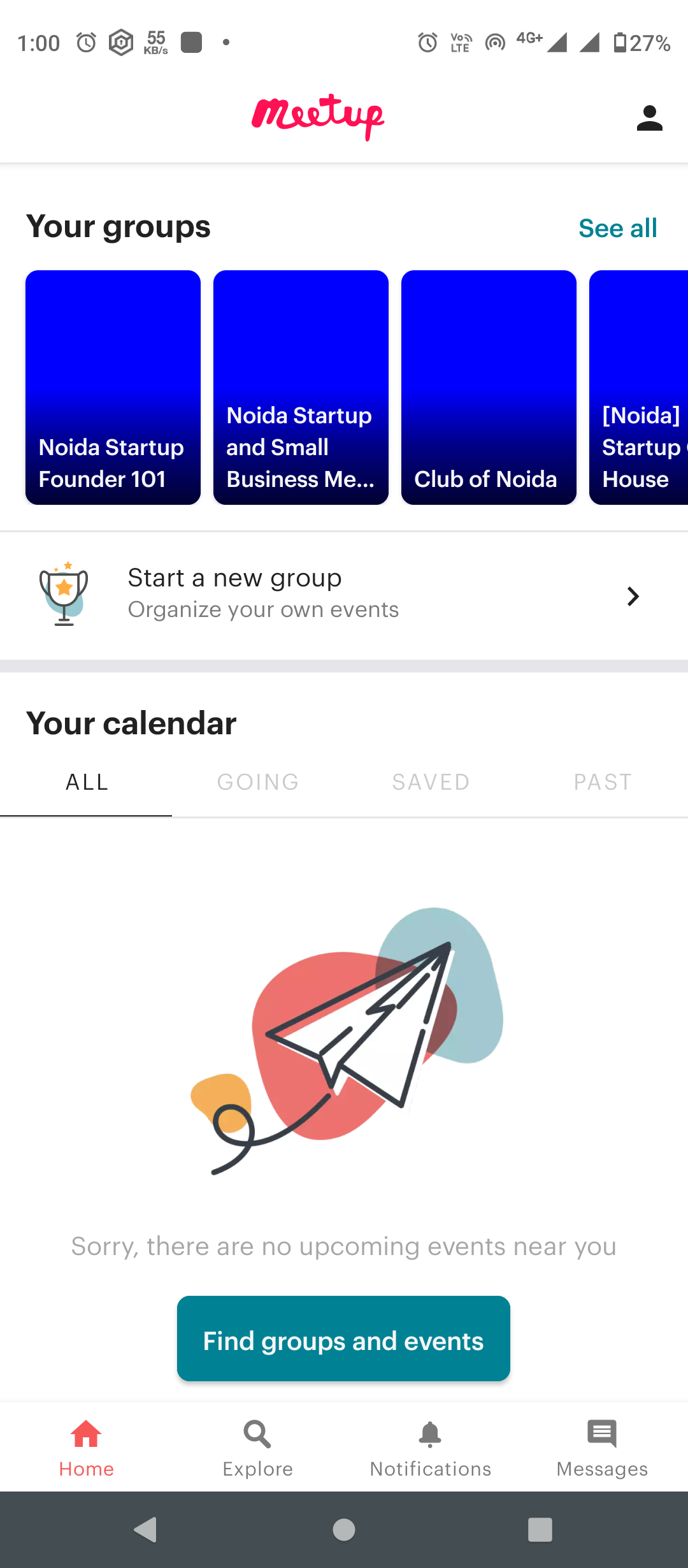 Screenshot of app meetup 