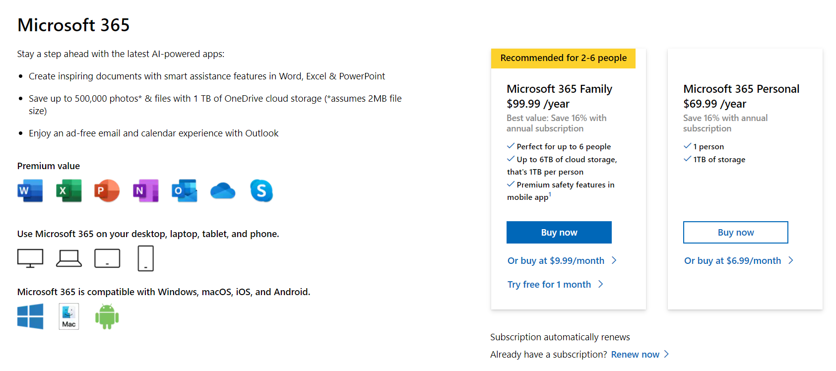 Microsoft Office 365 pricing plans