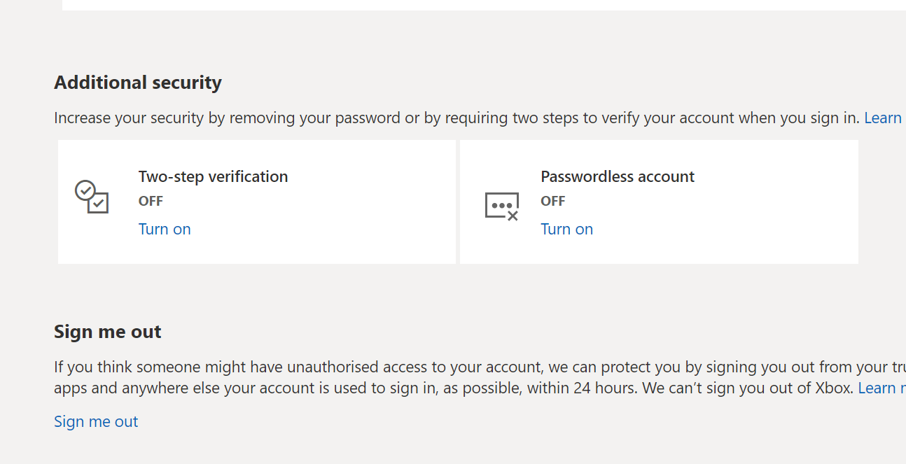 Microsoft Account two-step verification