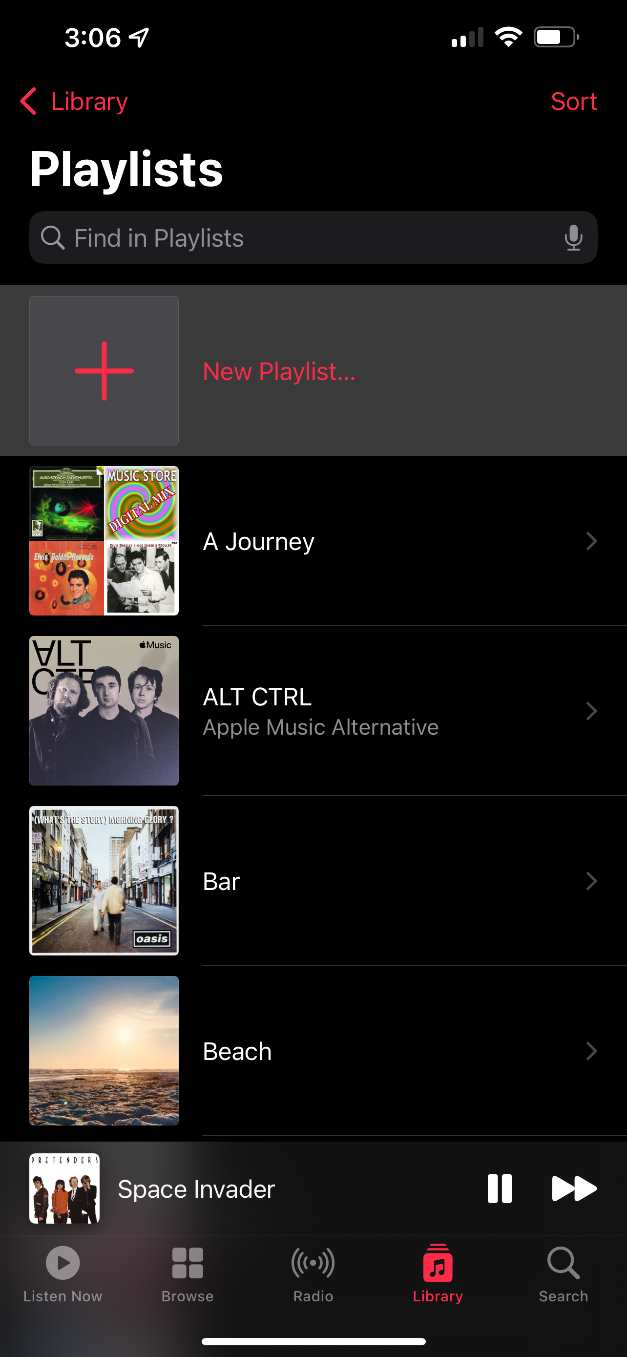 music ios add new playlist button