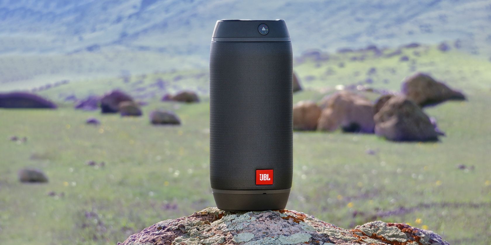 outdoor speaker on a rock in a mountain
