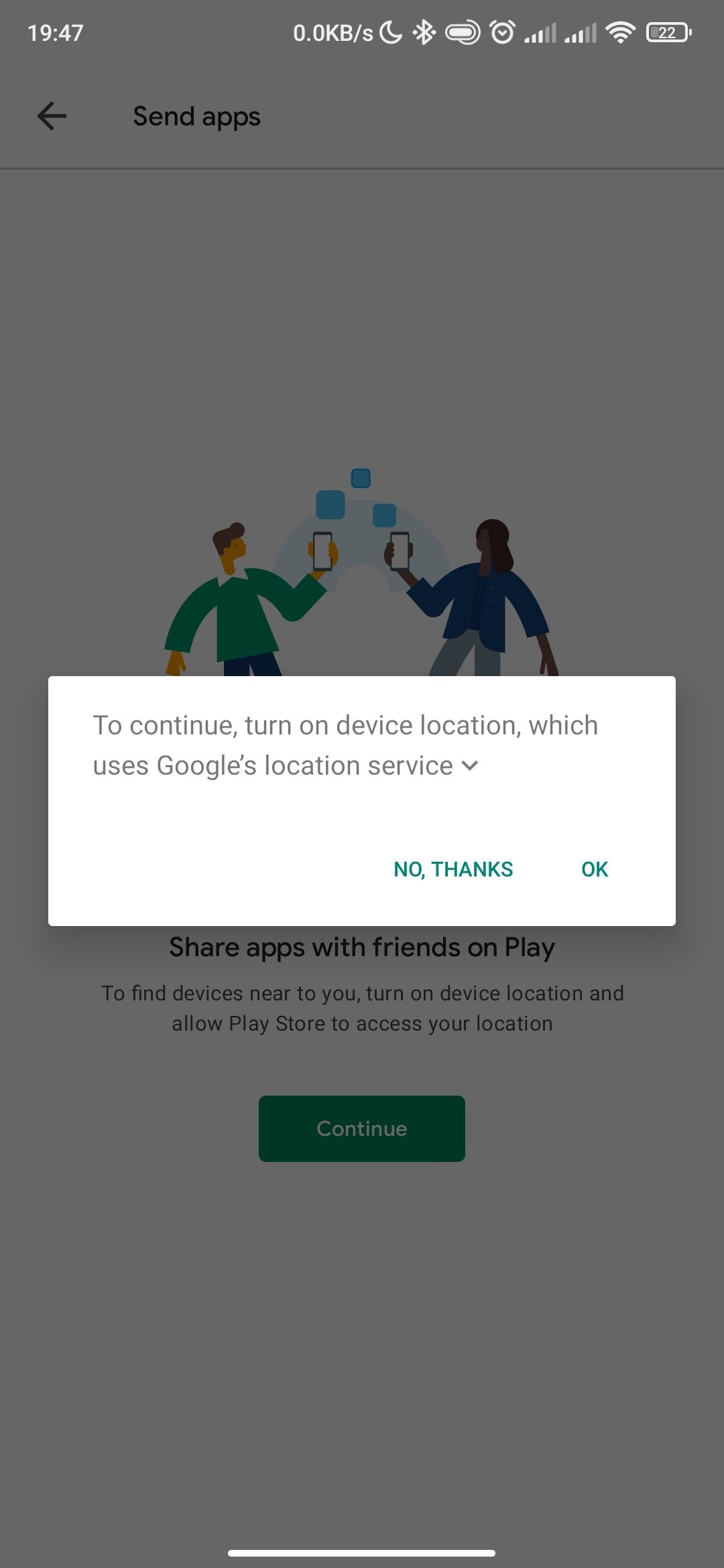 Granting Google Play Store access to location data