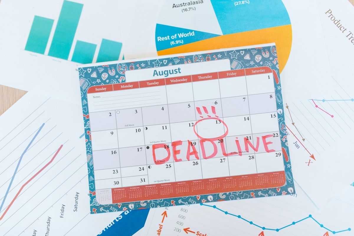 Photograph of Calendar with Date Circled Red and Deadline Written Underneath