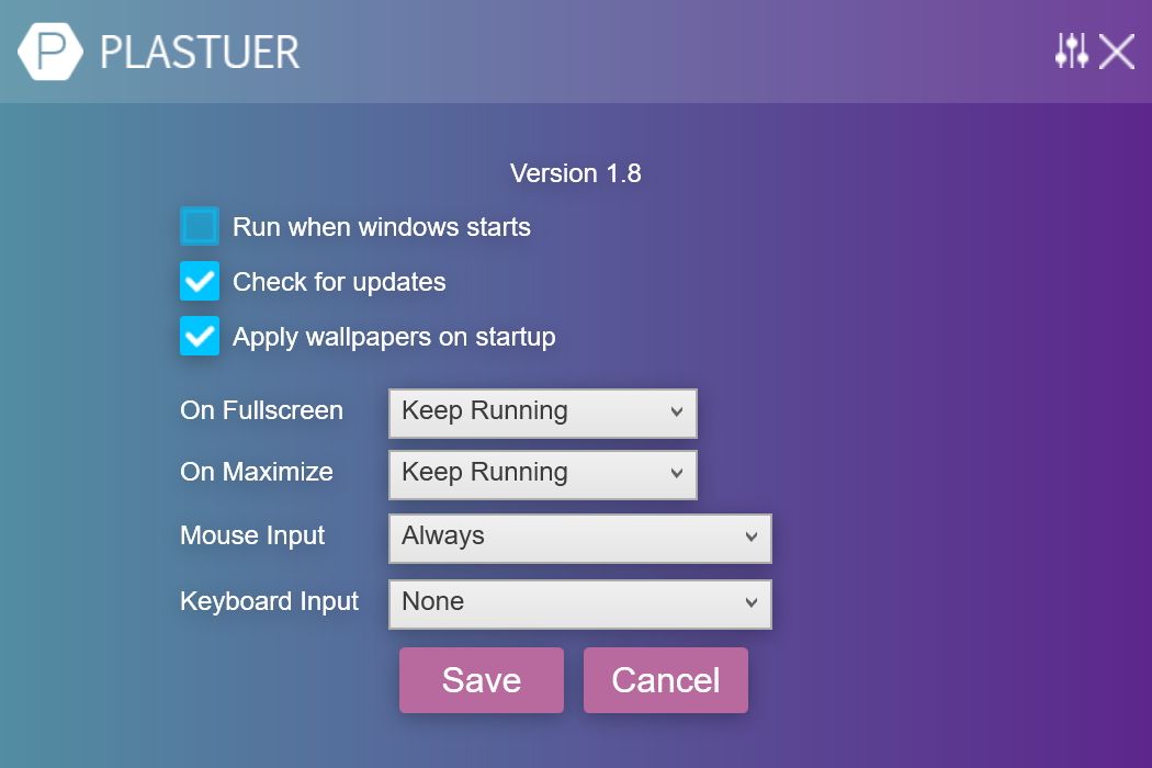 plastuer settings