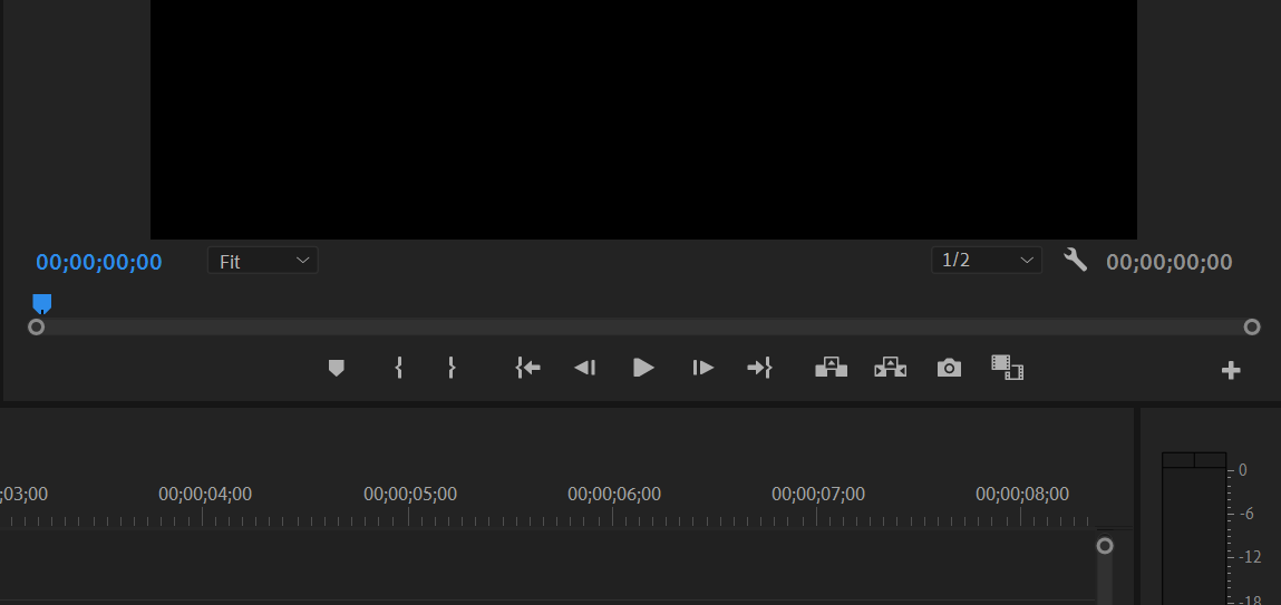 The default monitor button bar in Premiere.