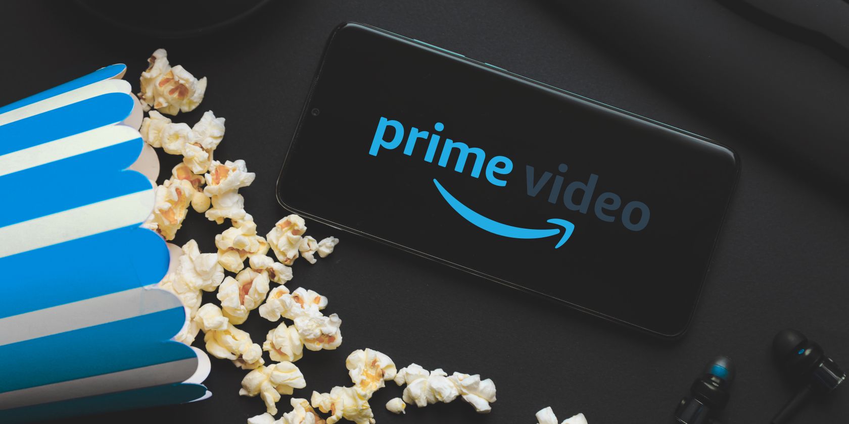 prime video logo on phone with popcorn
