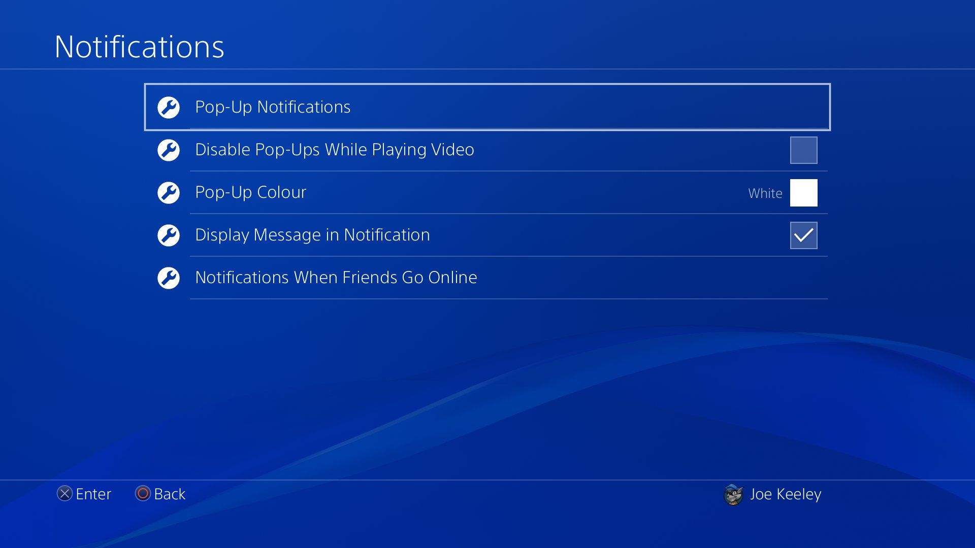 ps4 notification settings
