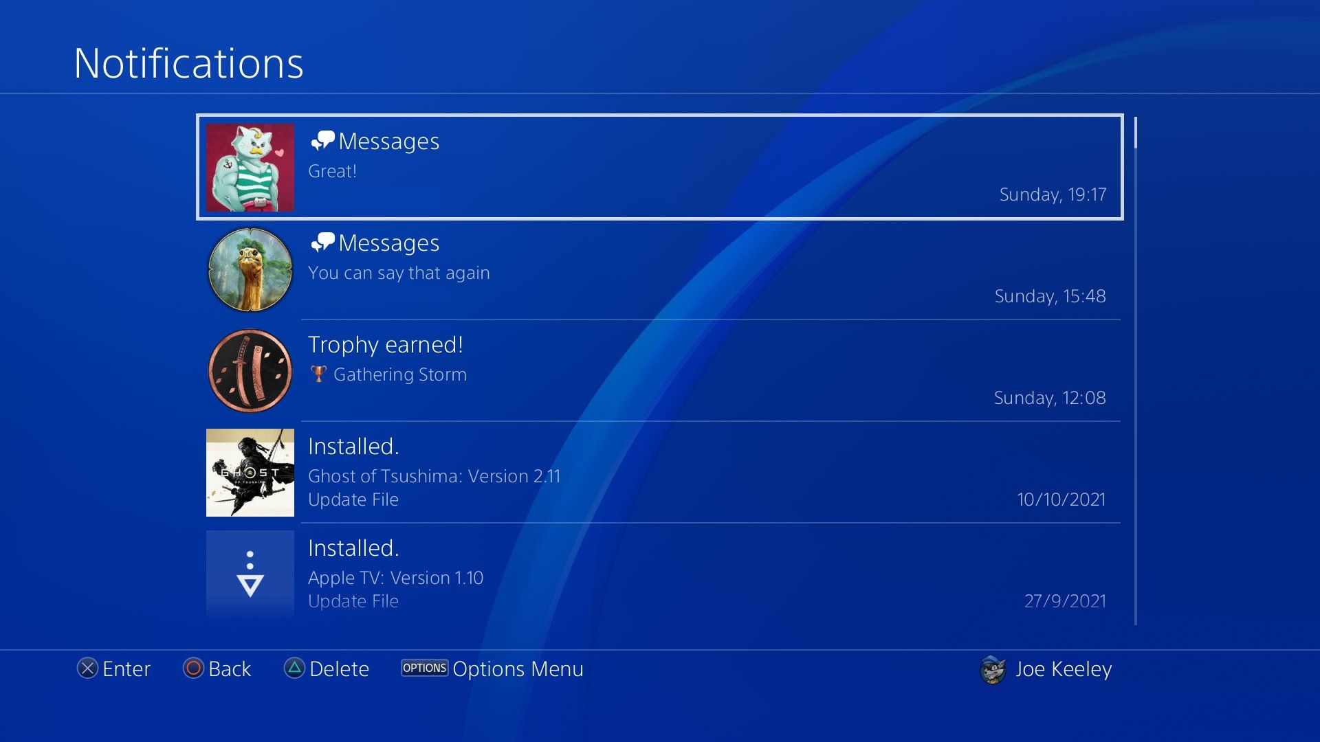 ps4 notifications