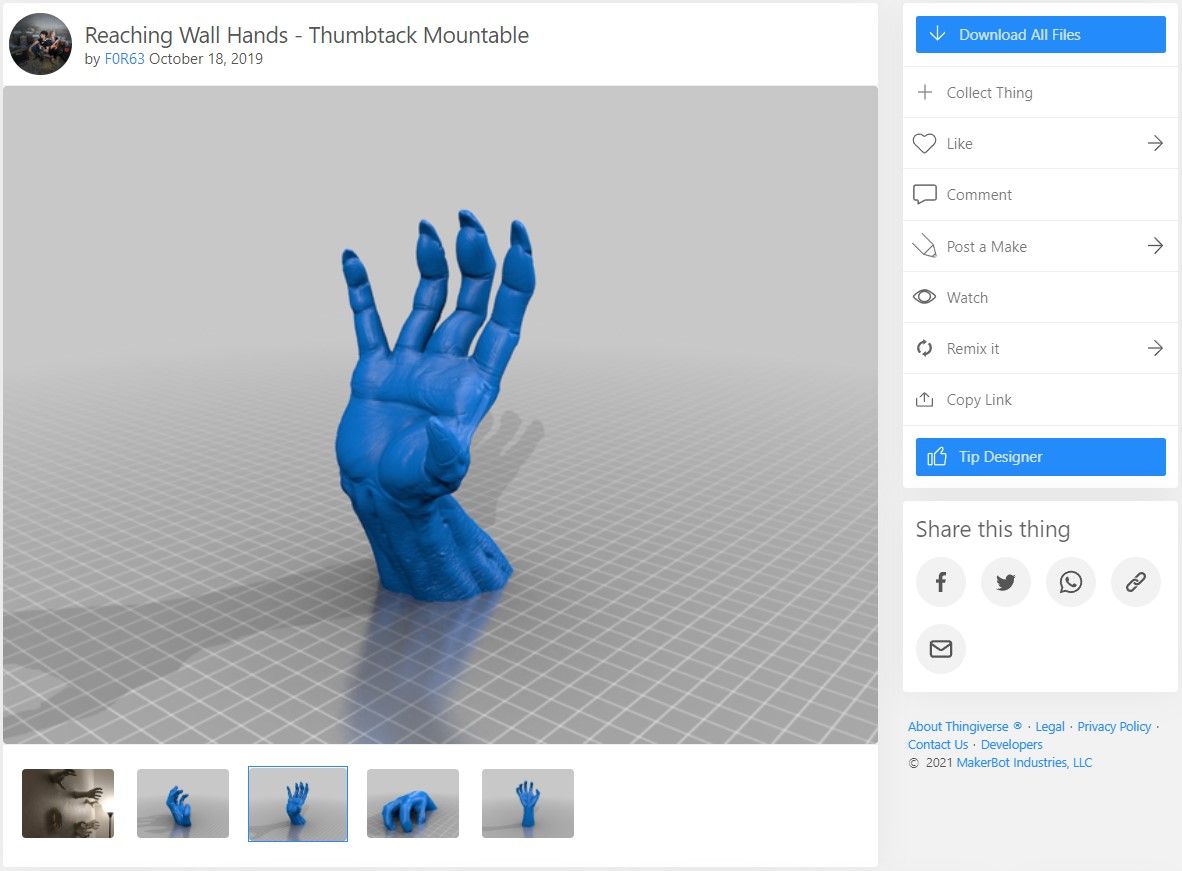 reaching wall hand - 4 spaventosi progetti di stampa 3D per questo Halloween