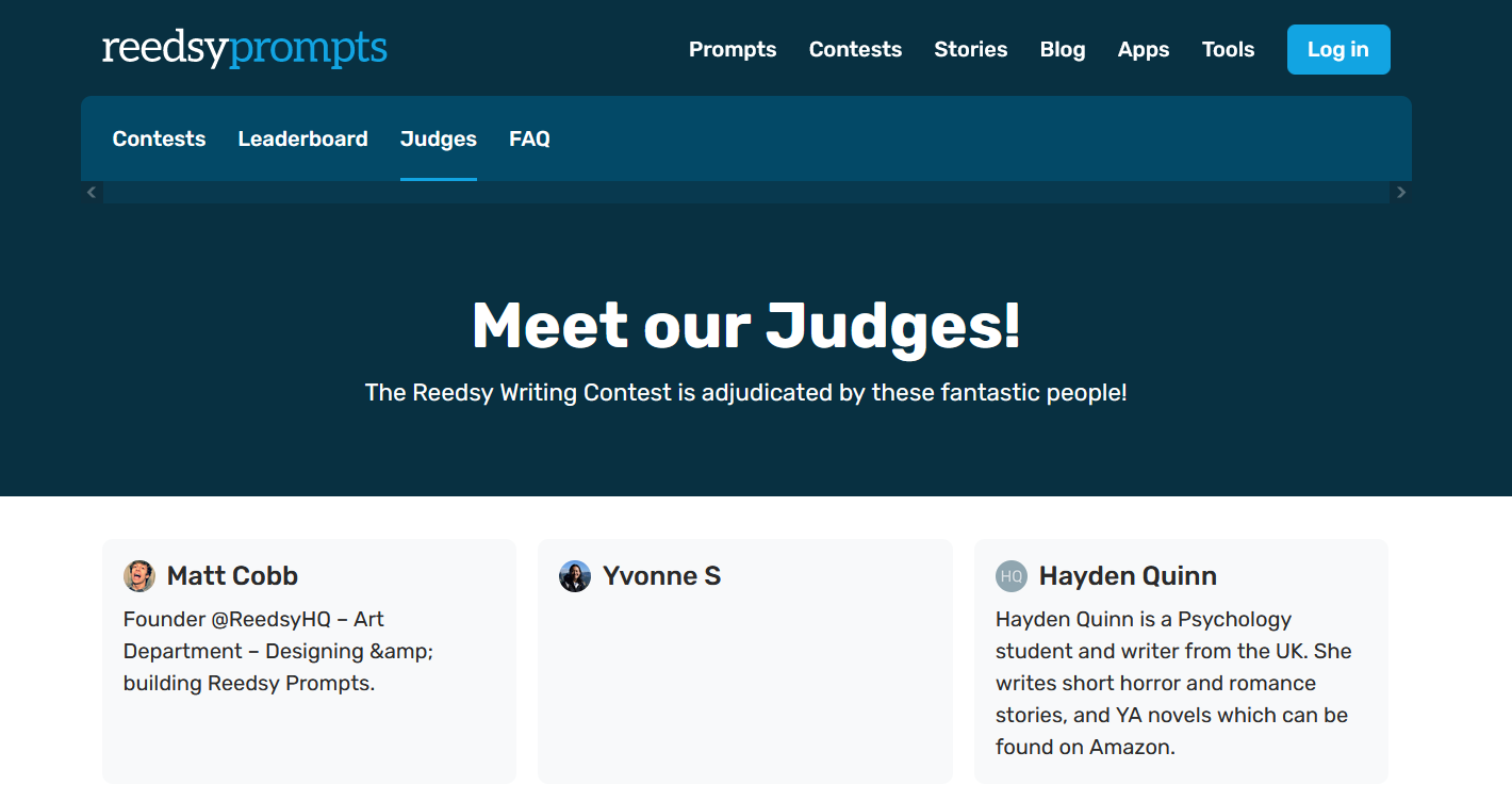 Reedsy Prompts Contest Judges